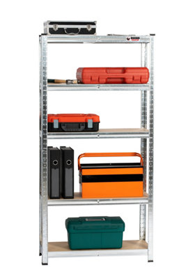 150 x 75 x 30cm - Galvanised - 5 Tier Boltless Heavy Duty Garage Shelving Unit - 1000kg Load Weight