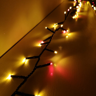 1500 LED 37.5m Premier TreeBrights Indoor Outdoor Christmas Multi Function Mains Operated String Lights Timer Red & Vintage Gold - 4
