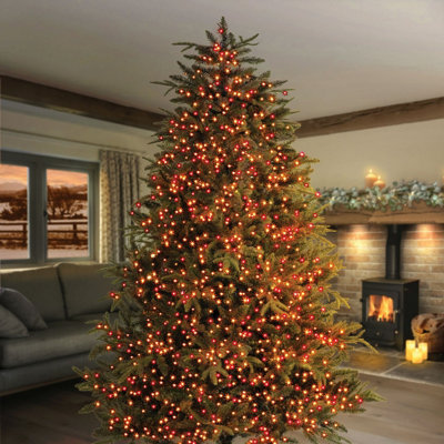 1500 LED Christmas Lights 8ft Tree Multi Action Timer Red Vintage Gold