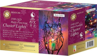 1500 LEDs Multicolour Compact LEDs Green Cable with 8 Effects Multifunction Auto Memory Indoor/Outdoor Christmas Home Decorations - 6