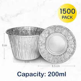 1500 Pack Reusable Foil Cupcake Cases 200ml - Aluminium Foil Tin Cups for Airfryer