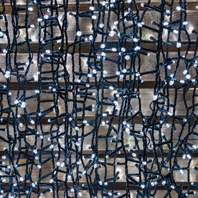 1500 White Xmas Compact Tree Lights - Green Cable - 4