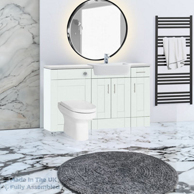 1500mm Set With Gloss White Worktop, BTW WC And Cistern, 1TH S/R Basin - Cambridge Solid Wood Ivory Price Comparisons | Compare The Build