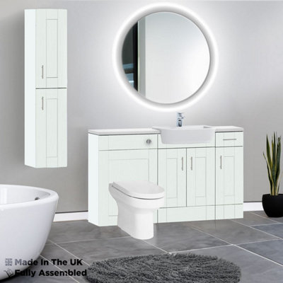 1500mm Set With Gloss White Worktop, BTW WC And Cistern, 1TH S/R Basin - Cambridge Solid Wood Ivory Price Comparisons | Compare The Build
