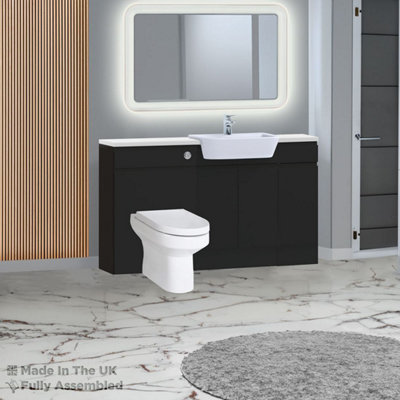 1500mm Set With Gloss White Worktop, BTW WC And Cistern, 1TH S/R Basin - Lucente Gloss Anthracite Price Comparisons | Compare The Build