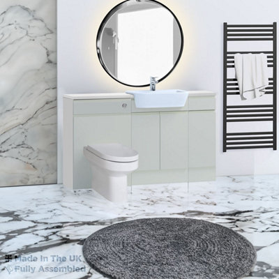 1500mm Set With Gloss White Worktop, BTW WC And Cistern, 1TH S/R Basin - Lucente Gloss Light Grey Price Comparisons | Compare The Build