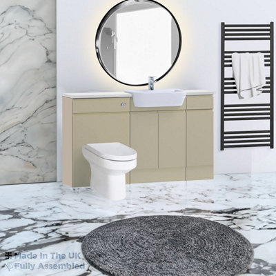 1500mm Set With Gloss White Worktop, BTW WC And Cistern, 1TH S/R Basin - Lucente Matt Cashmere Price Comparisons | Compare The Build