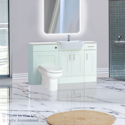 1500mm Set With Gloss White Worktop, BTW WC And Cistern, 1TH S/R Basin - Oxford Matt Ivory Price Comparisons | Compare The Build