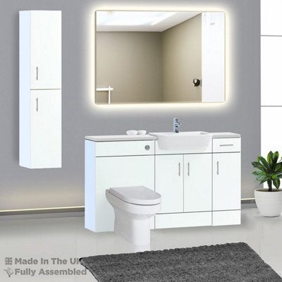 1500mm Set With Gloss White Worktop, BTW WC And Cistern, 1TH S/R Basin - Vivo Gloss White Price Comparisons | Compare The Build