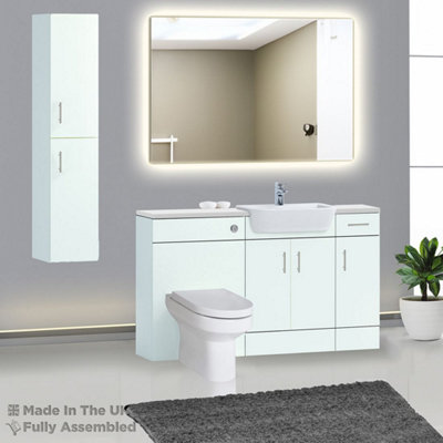 1500mm Set With Gloss White Worktop, BTW WC And Cistern, 1TH S/R Basin - Vivo Matt Ivory Price Comparisons | Compare The Build