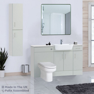 1500mm Set With Gloss White Worktop, BTW WC And Cistern, 1TH S/R Basin - Vivo Matt Light Grey Price Comparisons | Compare The Build