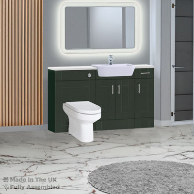 1500mm Set With Gloss White Worktop, No Sanitaryware Or Cistern - Cambridge Solid Wood Fir Green Price Comparisons | Compare The Build