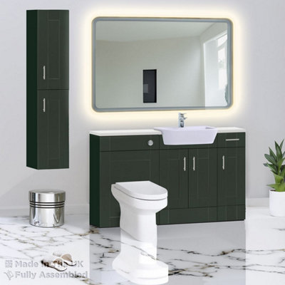1500mm Set With Gloss White Worktop, No Sanitaryware Or Cistern - Cambridge Solid Wood Fir Green Price Comparisons | Compare The Build