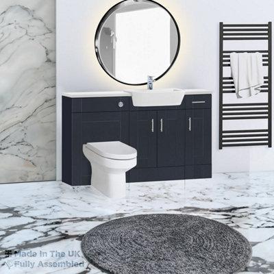 1500mm Set With Gloss White Worktop, No Sanitaryware Or Cistern - Cambridge Solid Wood Indigo Price Comparisons | Compare The Build