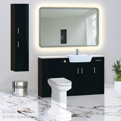1500mm Set With Gloss White Worktop, No Sanitaryware Or Cistern - Cartmel Woodgrain Anthracite Price Comparisons | Compare The Build