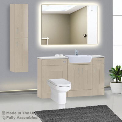 1500mm Set With Gloss White Worktop, No Sanitaryware Or Cistern - Cartmel Woodgrain Cashmere Price Comparisons | Compare The Build