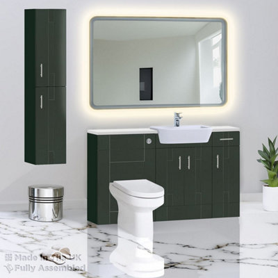 1500mm Set With Gloss White Worktop, No Sanitaryware Or Cistern - Cartmel Woodgrain Fir Green Price Comparisons | Compare The Build