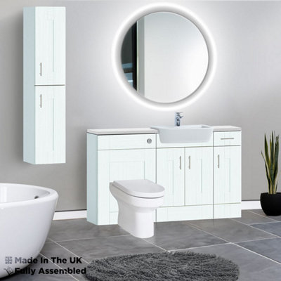 1500mm Set With Gloss White Worktop, No Sanitaryware Or Cistern - Cartmel Woodgrain Ivory Price Comparisons | Compare The Build