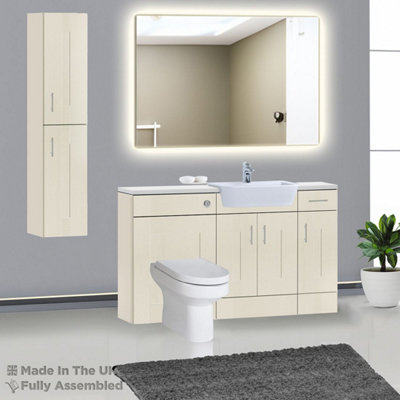 1500mm Set With Gloss White Worktop, No Sanitaryware Or Cistern - Cartmel Woodgrain Mussel Price Comparisons | Compare The Build