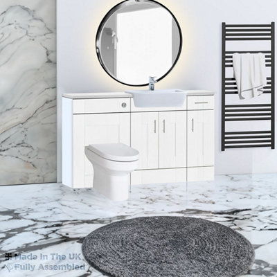 1500mm Set With Gloss White Worktop, No Sanitaryware Or Cistern - Cartmel Woodgrain White Price Comparisons | Compare The Build