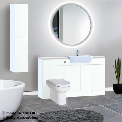 1500mm Set With Gloss White Worktop, No Sanitaryware Or Cistern - Lucente Gloss White Price Comparisons | Compare The Build