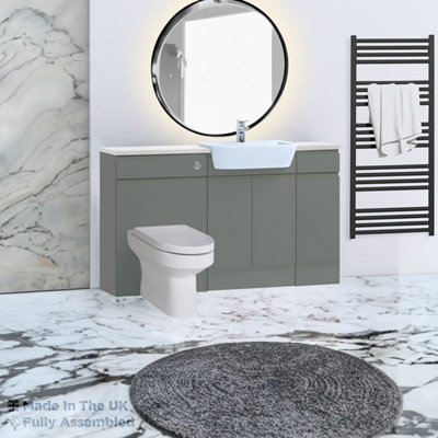 1500mm Set With Gloss White Worktop, No Sanitaryware Or Cistern - Lucente Matt Dust Grey Price Comparisons | Compare The Build