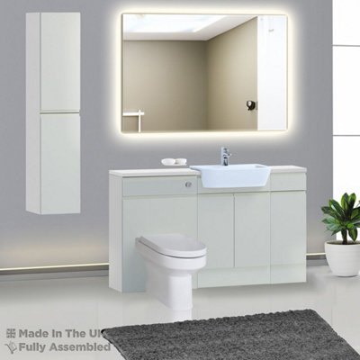 1500mm Set With Gloss White Worktop, No Sanitaryware Or Cistern - Lucente Matt Light Grey Price Comparisons | Compare The Build