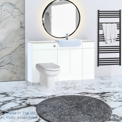 1500mm Set With Gloss White Worktop, No Sanitaryware Or Cistern - Lucente Matt White Price Comparisons | Compare The Build
