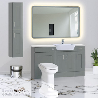 1500mm Set With Gloss White Worktop, No Sanitaryware Or Cistern - Oxford Matt Dust Grey Price Comparisons | Compare The Build
