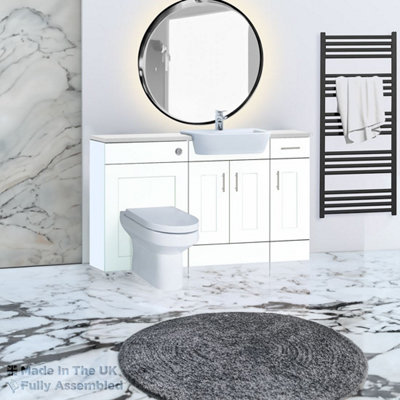 1500mm Set With Gloss White Worktop, No Sanitaryware Or Cistern - Oxford Matt White Price Comparisons | Compare The Build