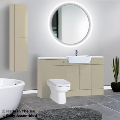 1500mm Set With Gloss White Worktop, No Sanitaryware Or Cistern - Vivo Gloss Cashmere Price Comparisons | Compare The Build
