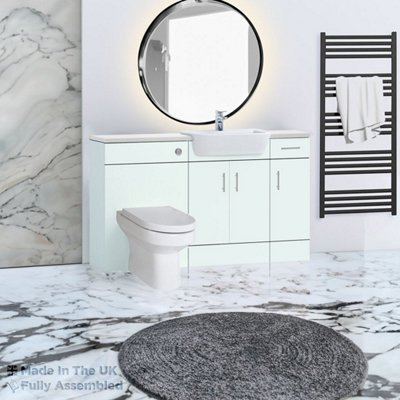 1500mm Set With Gloss White Worktop, No Sanitaryware Or Cistern - Vivo Matt Ivory Price Comparisons | Compare The Build