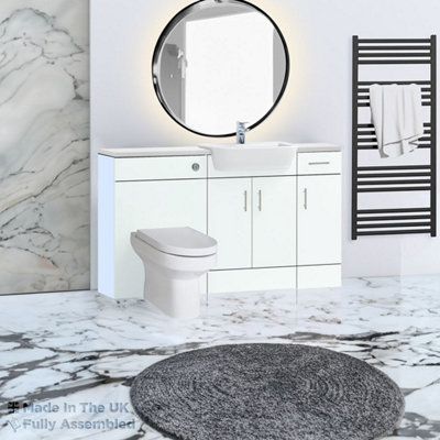 1500mm Set With Gloss White Worktop, No Sanitaryware Or Cistern - Vivo Matt White Price Comparisons | Compare The Build