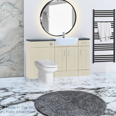 1500mm Set With Noir Gloss Worktop, No Sanitaryware Or Cistern - Cambridge Solid Wood Mussel Price Comparisons | Compare The Build