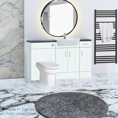 1500mm Set With Noir Gloss Worktop, No Sanitaryware Or Cistern - Cartmel Woodgrain Ivory Price Comparisons | Compare The Build