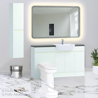 1500mm Set With Noir Gloss Worktop, No Sanitaryware Or Cistern - Lucente Gloss Cream Price Comparisons | Compare The Build
