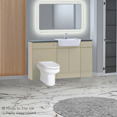 1500mm Set With Noir Gloss Worktop, No Sanitaryware Or Cistern - Lucente Matt Cashmere Price Comparisons | Compare The Build