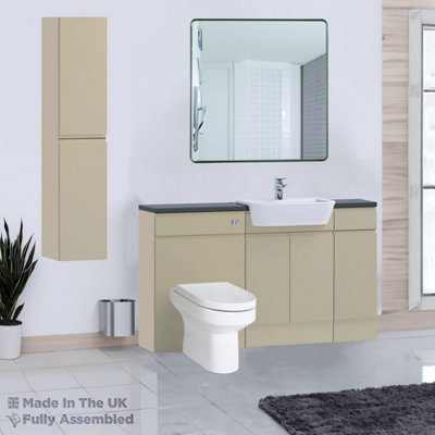 1500mm Set With Noir Gloss Worktop, No Sanitaryware Or Cistern - Lucente Matt Cashmere Price Comparisons | Compare The Build