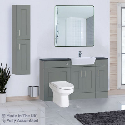 1500mm Set With Noir Gloss Worktop, No Sanitaryware Or Cistern - Oxford Matt Dust Grey Price Comparisons | Compare The Build