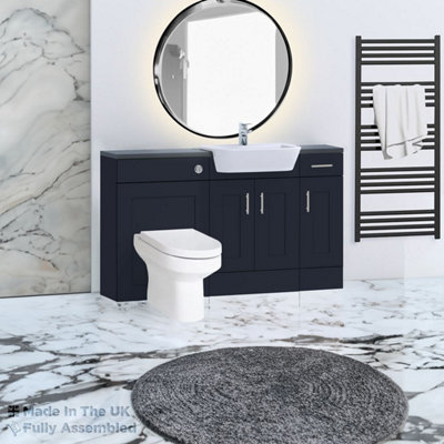 1500mm Set With Noir Gloss Worktop, No Sanitaryware Or Cistern - Oxford Matt Indigo Price Comparisons | Compare The Build