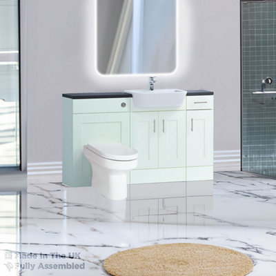 1500mm Set With Noir Gloss Worktop, No Sanitaryware Or Cistern - Oxford Matt Ivory Price Comparisons | Compare The Build