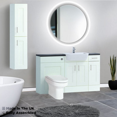 1500mm Set With Noir Gloss Worktop, No Sanitaryware Or Cistern - Oxford Matt Ivory Price Comparisons | Compare The Build