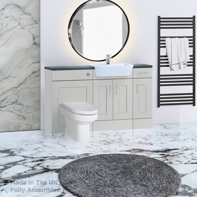 1500mm Set With Noir Gloss Worktop, No Sanitaryware Or Cistern - Oxford Matt Light Grey Price Comparisons | Compare The Build