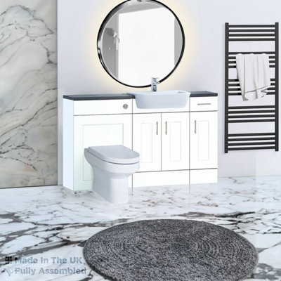 1500mm Set With Noir Gloss Worktop, No Sanitaryware Or Cistern - Oxford Matt White Price Comparisons | Compare The Build