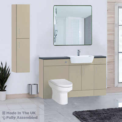 1500mm Set With Noir Gloss Worktop, No Sanitaryware Or Cistern - Vivo Gloss Cashmere Price Comparisons | Compare The Build