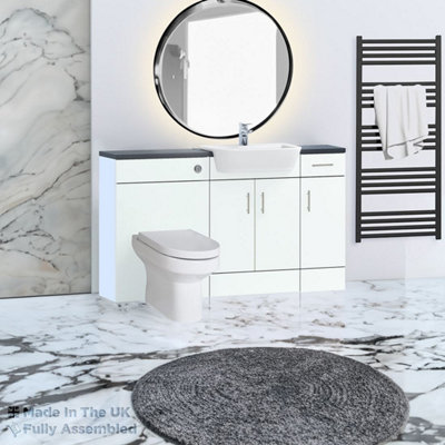 1500mm Set With Noir Gloss Worktop, No Sanitaryware Or Cistern - Vivo Gloss White Price Comparisons | Compare The Build