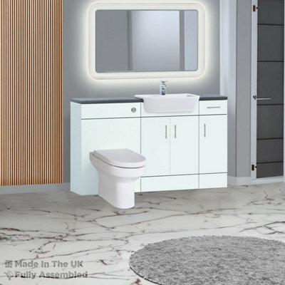 1500mm Set With Noir Gloss Worktop, No Sanitaryware Or Cistern - Vivo Matt Ivory Price Comparisons | Compare The Build