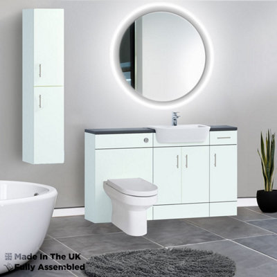 1500mm Set With Noir Gloss Worktop, No Sanitaryware Or Cistern - Vivo Matt Ivory Price Comparisons | Compare The Build