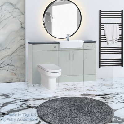 1500mm Set With Noir Gloss Worktop, No Sanitaryware Or Cistern - Vivo Matt Light Grey Price Comparisons | Compare The Build