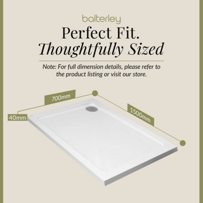 1500mm x 700mm Premium Rectangular Shower Tray - White - 3
